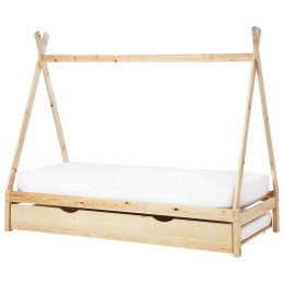 Beliani-TALMONTIERS-Onderschuifbed-Lichtbruin-90x200cm-Grenenhout