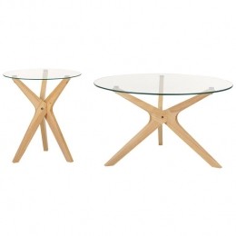 Beliani-VALLEY-Salontafelsetvan2-Lichthout-Veiligheidsglas