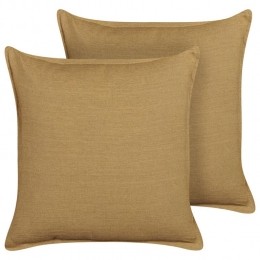 Beliani-SUBULATA-Sierkussensetvan2-Geel-45x45cm-Linnen