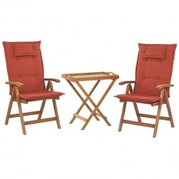 Beliani-JAVA-Bistrosetvoor2-Rood-Acaciahout
