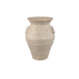 PTMDLeandraBeigeRoundCeramicJarRoughStructureM