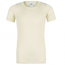 Sanetta-KidsT-Shirt12WoolSilkWool-Merino-ondergoedmaat128beigewit
