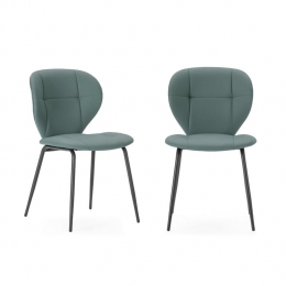 Calicosy-Set2stoelenMAURA-L50cm-Zwartmetaal-Groen