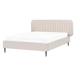 Beliani-BRIN-Tweepersoonsbed-Beige-140x200cm-Fluweel