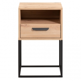 25korting-LeenBakker-NachtkastjeTokio-1LadeEnVak-Eikenkleur-Spaanplaat-Beige-40x65x385Cm