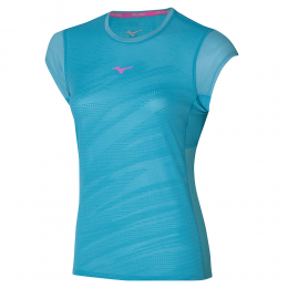 MizunoAeroTeeMauiBlauwDamesMaatXL