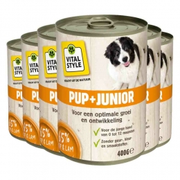 6xVitalstyleHondenvoerBlikPuppy-Junior400gr