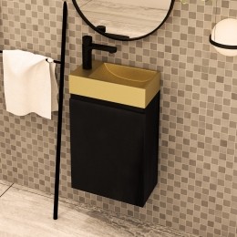 MDInteriorBlessedtoiletmeubelzwartmangohoutlinksmetfonteinmatgoudlinks