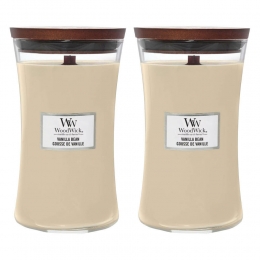 2xWoodWickGeurkaarsLargeVanillaBean611gr