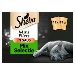 4xShebaMiniFiletsAdultKattenvoerNatvoerSelectievandeChefMaaltijdzakjes12x85gr