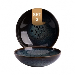 PalmerBorddiepEccentric22cmBlauwStoneware2stuks