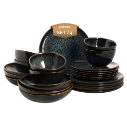 PalmerServiessetEccentricStoneware6-persoons24-deligBlauw