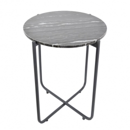 LOFT42MarbleBijzettafelRondZwart-Metaal-Marmer-55x45x45