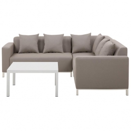 Beliani-BELIZE-Loungesetvoor5-Beige-Linkszijdig-Polyester