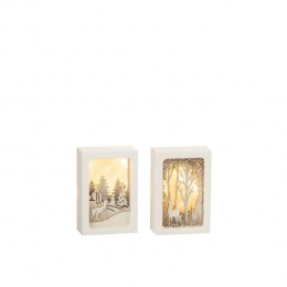 J-Linedecoratiekerstdorpje-kader3Dwinter-pvcglas-zilver-2stuks-LEDlichtjes
