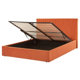 Beliani-VION-Bedmetopbergruimte-Oranje-160x200cm-Fluweel