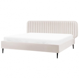 Beliani-BRIN-Tweepersoonsbed-Beige-180x200cm-Fluweel