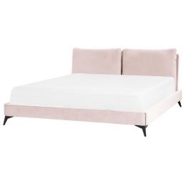 Beliani-MELLE-Tweepersoonsbed-Pastelroze-180x200cm-Fluweel