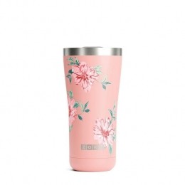 ThermosbekerRVS550mlRozeBloemDesign3-in-1-Zoku