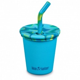 KleanKanteen-KidsKanteenSteelCupStrawLid-Bekermaat296mlblauw