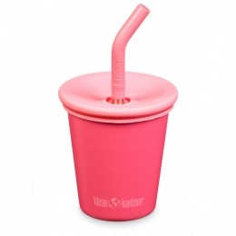 KleanKanteen-KidsKanteenSteelCupStrawLid-Bekermaat296mlroze
