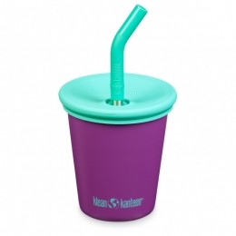 KleanKanteen-KidsKanteenSteelCupStrawLid-Bekermaat296mlpurper