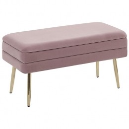 Beliani-DURHAM-Hocker-Roze-Fluweel