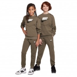 NikeSportswearBigLogoCrewTrainingspakKidsOlijfgroenWit