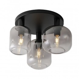 FreelightPlafondlampVario3lichts45cmrookglaszwart