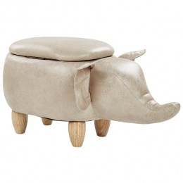 Beliani-ELEPHANT-Hocker-Taupe-Kunstleer