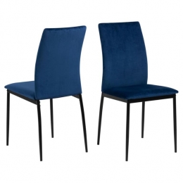 GigaLiving-Eetkamerstoel-Donkerblauw-Zithoogte485cm-Grondal-Setvan4