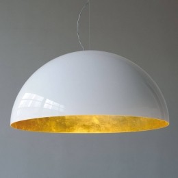 OluceSonora-halfrondehanglampwit-goud