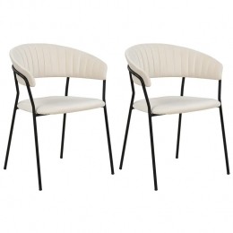 Beliani-MARIPOSA-Eetkamerstoelsetvan2-Off-white-Fluweel