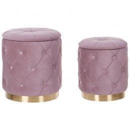 Beliani-PUEBLO-Poefsetvan2-Roze-4033cm-Fluweel
