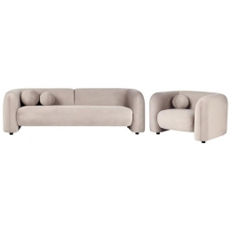 Beliani-LEIREN-Bankenset4-zits-Taupe-Fluweel