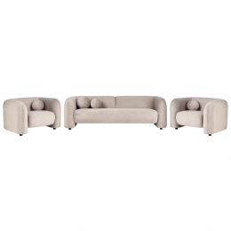 Beliani-LEIREN-Bankenset5-zits-Taupe-Fluweel