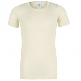 Sanetta-KidsT-Shirt12WoolSilkWool-Merino-ondergoedmaat104beigewit