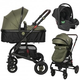 LorelliAlbaPremiumLodenGreen3-in-1CombiKinderwageninclSpiritAutostoel