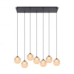 AtmoozReese7-Hanglamp-Rechthoekig-Zwart-CognacenOpaalglas-95x32x115cm-GentegreerdeLED-Dimbaar