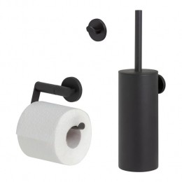 TigerNoonToiletaccessoireset-ToiletborstelmetHouder-ToiletrolhouderzonderKlep-Handdoekhaak-Zwart