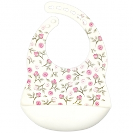 Dutsi-Siliconen-BabySlabbetje-Metopvangbakje-Roses-Wit
