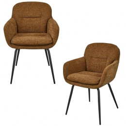 WOOODRunaEetkamerstoelen-Polyester-CaramelBruinGeel-Setvan2