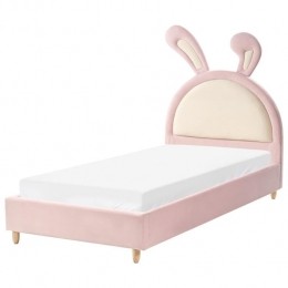 Beliani-LALLIAS-Eenpersoonsbed-Roze-90x200cm-Fluweel
