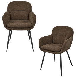 WOOODRunaEetkamerstoelen-Polyester-WarmBruin-Setvan2