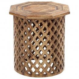 Beliani-KHANPUR-Bijzettafel-Donkerehoutkleur-Mangohout