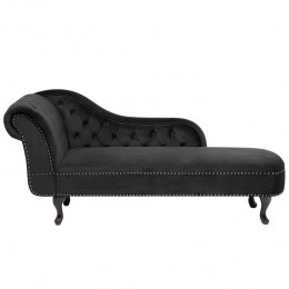 Beliani-NIMES-Chaiselongue-Zwart-Linkerzijde-Fluweel