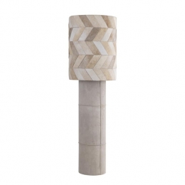 PTMDJoanneBeigesuedefloorlamppatchcowhairshade