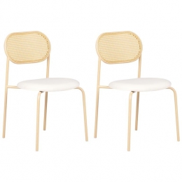 Beliani-ADAVER-Eetkamerstoelsetvan2-Lichtbeige-Metaal