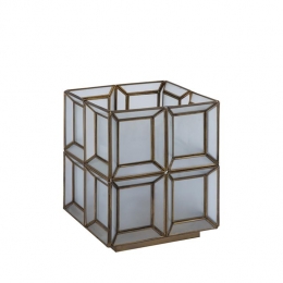PTMDLayraWhitemilkglasstablelampantiquelow
