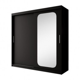 Meubella-KledingkastPete-Zwart-200cm-Metspiegel